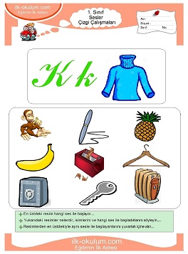 Çocuklar İçin K Sesi Çalışma Sayfaları 